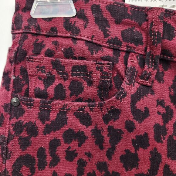 NWT Social Standard by Sanctuary Oxblood Cheetah Skinny Ankle Jeans Women's 8 - Picture 7 of 12